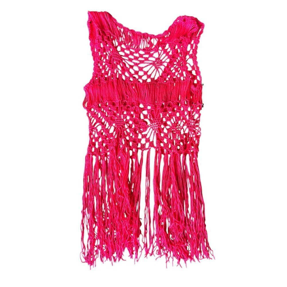 Davi & Dani Women's Crocheted Neon Pink Top - Picture 5 of 5